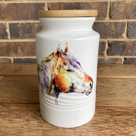 Big Sky Carvers Dean Crouser Watercolor Good Lookin’ Horse Ceramic Canister - Picture 1 of 13